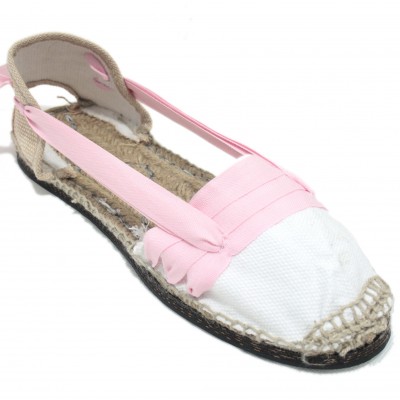 Traditional Espadrilles Flat Rubber Sole Design Three Veins or Innkeeper Color Light Pink