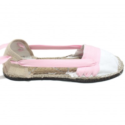 Traditional Espadrilles Flat Rubber Sole Design Three Veins or Innkeeper Color Light Pink