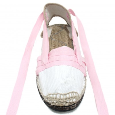 Traditional Espadrilles Flat Rubber Sole Design Three Veins or Innkeeper Color Light Pink