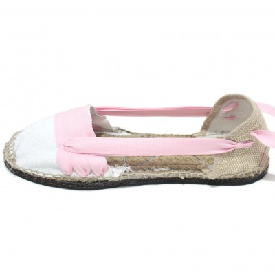 Traditional Espadrilles Flat Rubber Sole Design Three Veins or Innkeeper Color Light Pink