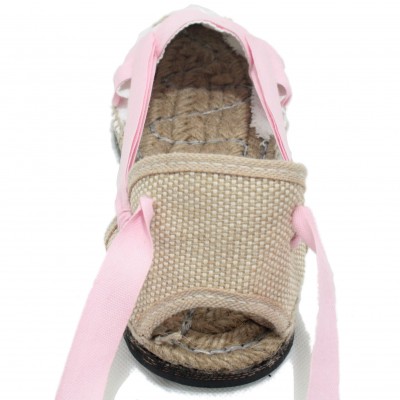 Traditional Espadrilles Flat Rubber Sole Design Three Veins or Innkeeper Color Light Pink