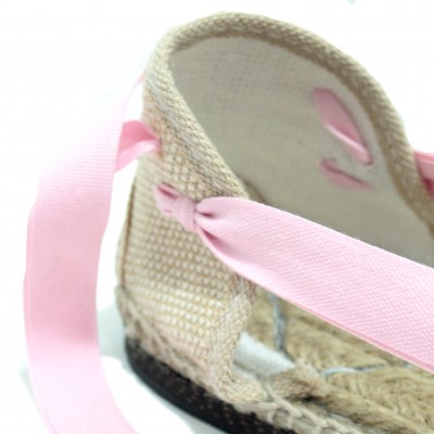 Traditional Espadrilles Flat Rubber Sole Design Three Veins or Innkeeper Color Light Pink