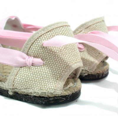 Traditional Espadrilles Flat Rubber Sole Design Three Veins or Innkeeper Color Light Pink