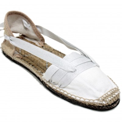 Traditional Espadrilles Flat Rubber Sole Design Three Veins or Innkeeper Color Silver