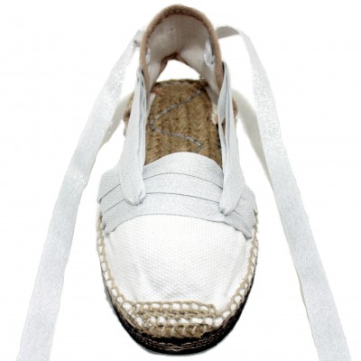 Traditional Espadrilles Flat Rubber Sole Design Three Veins or Innkeeper Color Silver