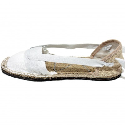 Traditional Espadrilles Flat Rubber Sole Design Three Veins or Innkeeper Color Silver