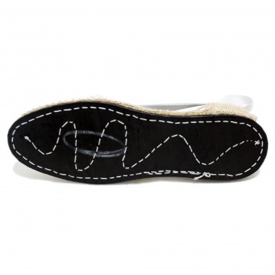 Traditional Espadrilles Flat Rubber Sole Design Three Veins or Innkeeper Color Silver