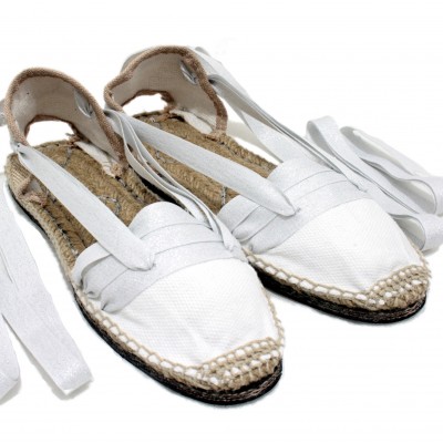 Traditional Espadrilles Flat Rubber Sole Design Three Veins or Innkeeper Color Silver