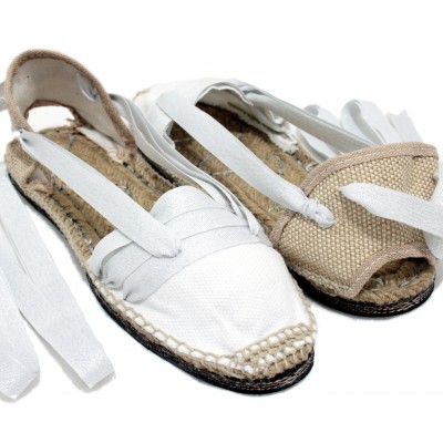 Traditional Espadrilles Flat Rubber Sole Design Three Veins or Innkeeper Color Silver