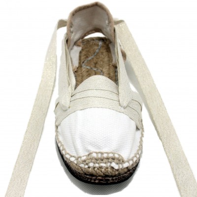 Traditional Espadrilles Flat Rubber Sole Design Three Veins or Innkeeper Color Silver