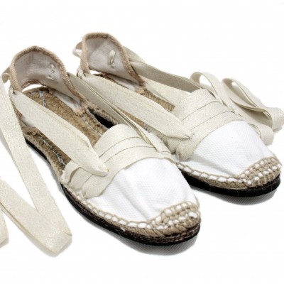 Traditional Espadrilles Flat Rubber Sole Design Three Veins or Innkeeper Color Silver