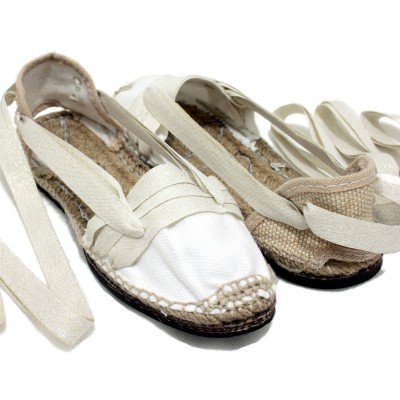 Traditional Espadrilles Flat Rubber Sole Design Three Veins or Innkeeper Color Silver