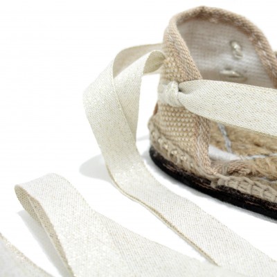 Traditional Espadrilles Flat Rubber Sole Design Three Veins or Innkeeper Color Silver