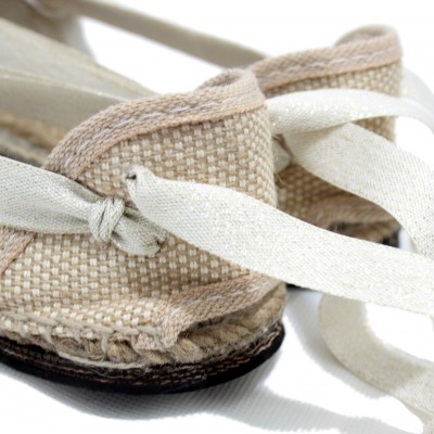 Traditional Espadrilles Flat Rubber Sole Design Three Veins or Innkeeper Color Silver