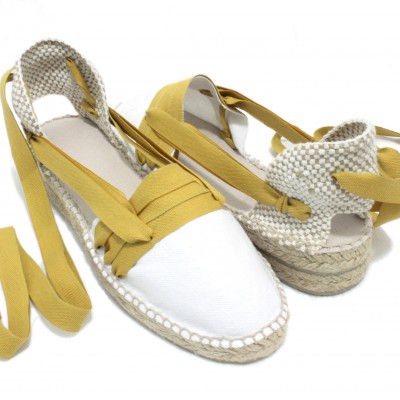 Mid Heel Espadrilles Tres Vetes Mustard