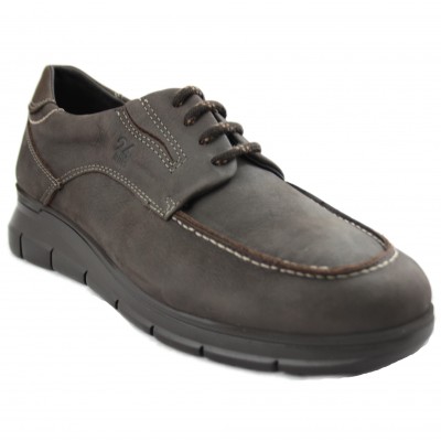 24 Horas 10730 - Brown Leather Men's Shoes with Laces and Especially Comfortable