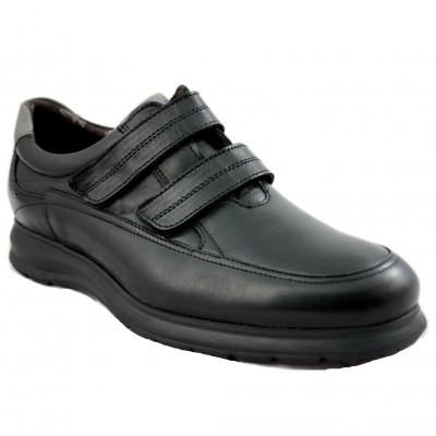 Fluchos F0608 - Zapatos de Hombre Negro con Dos Cierres de Velcro Deportivas Especialmente Cómodos